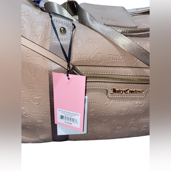 BNWT’s “Juicy Couture” Cafe Tan Gold Bestseller Rosie Weekender Duffle Bag Tote - Picture 6 of 17